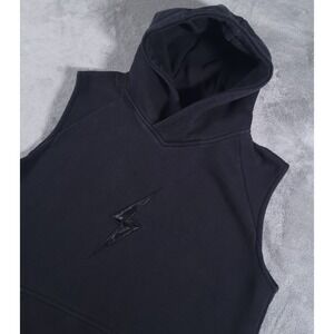 Bruce Bolt Sleeveless Baseball Hoodie Adult XL Sweatshirt Black Cotton Lightning